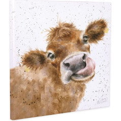 Wrendale Designs Mooooo White Square Canvas Art Print 20cm