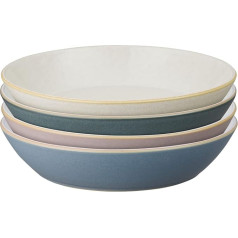 Denby Impression Makaronu bļodas dažādās krāsās, 4 gab., trauku mazgājamā mašīnā, piemērotas lietošanai mikroviļņu krāsnī, trauki, zila, rozā, krēmkrāsaina, melna, keramika, keramikas izstrādājumi, akmens izstrādājumi