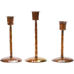 Creative Co-Op Traditional Metal Candle Holder 3 Sizes Burnt Copper Set of 3