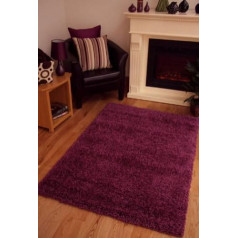 AHOC Dick Weich Luxus Aubergine Shaggy Teppich 9 Größen erhältlich 160 cmx220 cm (5ft3 x 7 FT3)