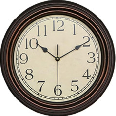 Timelike 12 collu retro sienas pulkstenis Classic Silent Non Ticking Wall Clock Battery Operated Vintage Quartz Dekoratīvie pulksteņi vannas istabai guļamistabai virtuvei birojam dzīvojamai istabai mājās (bronzas krāsā)