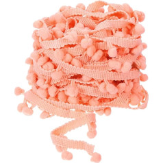 uxcell Fransenborte, 9,1 m, Pompom-Ball, Nähzubehör, Basteln, für Zuhause, Vorhang, Kleidung, Kissen, Dekoration (8 mm, Korallenrosa)