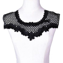 Applikation, schwarzer Netzstoff, schwarze Stickerei, Spitze, Ausschnitt, Kragen, Verzierung, Nähen, Applikationsbesatz, Spitzenstoff, Kleiderzubehör, Scrapbooking, 4-1 Stück (Color : 1, Size : 1Pie