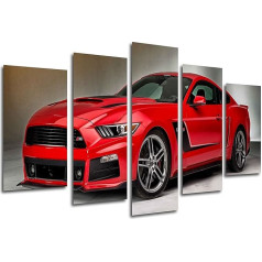 Sienas bilde Auto Mustang sarkans 165 x 62 cm Koka XXL formāts 26331 - Art Print