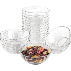 Jucoan 18 Stück 12 cm kleine Glasschalen, klare Glas-Salatschüsseln mit Blumenmuster, stapelbare Glasschalen für Dessert, Dips und Snackschalen