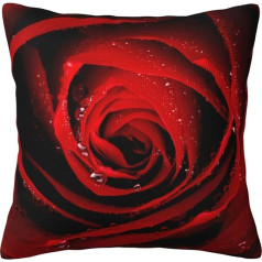 Janleap Red Rose Water Droplets Cushion Cover Blurred Red Flowers Cushion Cover Dekoratīvs spilvena pārvalks Dekoratīvais spilvena pārvalks mājas apdare dzīvojamai istabai Dīvāna dīvāns Gulta spilvena pārvalks 45 x 45 cm