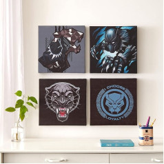 Idea Nuova Marvel Black Panther Square Canvas Wall Art Picture Print 11 x 11 collas - 4 Pack