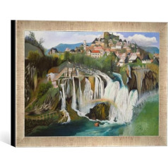 Tivadar Csontváry-Kosztka ierāmēta glezna The Waterfall by Jajce, mākslas grafika augstas kvalitātes ar rokām darināts rāmis, 40 x 30 cm, Silver Raya