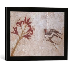 16. gs. p.m.ē.p.m.ē. Swallow / Minoan Wall Painting Art Print in High-Quality Handmade Picture Frame 40 x 30 cm Matt Black