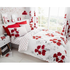 GC GAVENO CAVAILIA Reversible Duvet Cover Bedding Set Polka Dot Double Floral Duvet Cover Breathable Duvet Covers Red