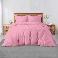 GC GAVENO CAVAILIA Plain Dyed Polycotton Single Duvet Cover Set Super mīksta elpojoša gultas veļa un veļa mazgājama sega sedz segas pārvalki Rose