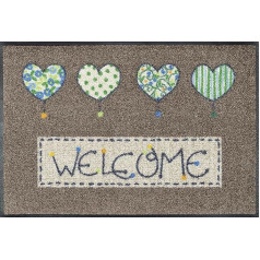 mazgāt+žāvēt Fußmatte, Welcome Hearts 50x75 cm, innen und außen, waschbar