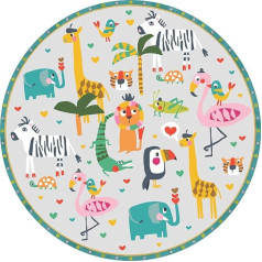 Vilber Kids Selva Colour 50 Bērnu paklājs Vinyl Animals Jungle 3330 DU-50 apaļš diametrs 97 cm