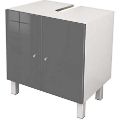 Berlioz Créations Berlioz Creations Msl Grey Vanity Unit 60 x 65 x 42 cm 2 Doors and Siphon Cut-Out 100 Percent Made in France