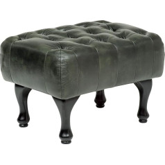 Woodkings ® Chesterfield Pittsfield taburete Īstas ādas antīkas zaļas mīkstās mēbeles Dizaina taburete Pavasara kodols Unikāla vīriešu istaba Angļu ādas stila taburete