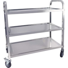 Taimiko Large Stainless Steel 3 Tier Kitchen Trolley Restaurant Serving Trolley Storage Trolley with Lockable Wheels Garage Restaurants Hotels ... (750 x 400 x 835mm, 3 Tiers)