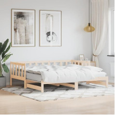 Djeka Day Bed Extendable Guest Bed Folding Extendable Sofa Bed Sofa Bed Sofa Bed Frame Solid Pine Natural Wood 80 x 200 cm