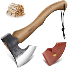 Purplebird Cirvis cirvis Koka kolonnas 38,5 cm ar roku kalts ar maksti, izdzīvošanas cirvis Viking cirvis Split cirvis, āra Bushcraft cirvis kempingam, dārzam