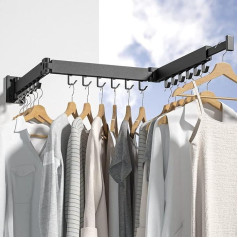 Oneornever Retractable Clothes Rack with 18 Hooks, Wall Mounted Clothes Rack, 120 cm, Foldable Hanger with Towel Holder for Balcony, Laundry, Wardrobe, Kitchen, Bathroom, Bedroom