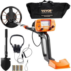 VEVOR Metal Detector Kit for Adults, Multifunctional Professional Detector with 2 Modes, Metal Detector, Waterproof 8 Inch Coil for Greater Depth, with Shovel and Carry Bag