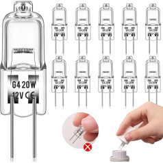 Unnderwiss Halogēna spuldzes (10 gab.) Halogēna spuldzes 12 V 20 W 2800 K G4 spuldze Silti balta aptumšojama halogēna spuldze kristāla lustrām, izkārtņu gaismām, virtuves apgaismojumam utt.