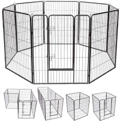 COSTWAY 8 gab. 100 x 80 cm rotaļu būris kucēnam Žogs kucēnam Žogs būris dzīvnieku nožogojumam Barjera ar aizslēdzamām durvīm suņiem, kaķiem un trušiem, melns