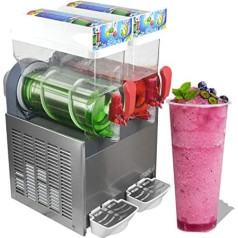 Kolice 2X15L tvertnes Komerciālā ledus slīpēšanas mašīna Margarita Saldēto dzērienu dzesēšanas dzērienu izgatavošanas mašīna Ice Slush Maker Saldēto dzērienu Slushie mašīna Dzesēšanas Slushie mašīna