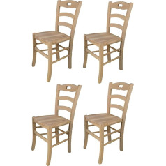 t m c s Tommychairs - 4 Savoie krēsli virtuvei un ēdamistabai, izturīga konstrukcija no pulēta dižskābarža koka, neapstrādāti un 100 % dabiski, sēdeklis no pulēta koka