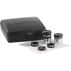 Celestron 94306 PowerSeeker Teleskop Zubehörset - mit zwei 1,25-Zoll Kellner-Okularen, 3 Farbfilter für Teleskope und Reinigungstuch.