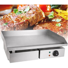 ZYLDDS Kommerzielle elektrische Grillplatte, flache Grillplatte für die Arbeitsplatte, Edelstahlgrill mit Thermostatregelung, 8 mm dicke Kochfläche, 55 x 47 cm, 3000 W