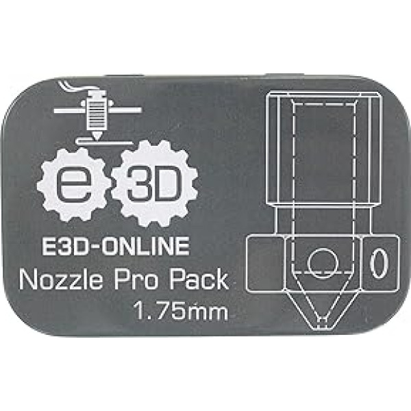 Oriģināla E3D sprauslu komplekts 0,15 mm, 0,25 mm, 0,4 mm, 0,6 mm, 0,8 mm rūdīta tērauda, vara un misiņa sprauslām V6 HotEnd 3D printerim (1,75 mm)