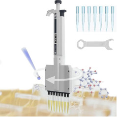 SNBGRYE Manuāli regulējamas daudzkanālu paraugu ņemšanas pipetes, regulējams diapazons/digitālais logs, laboratorijas strēmelēm/mikrotubiņu rindām/mikroplatēm, 8 kanāli-5-50μl