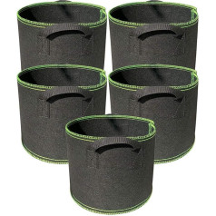 Ayvicco Pack of 5 3 Gallon Grow Bags Heavy Duty sabiezinātas neaustas aerācijas auduma podi ar rokturiem, iekštelpu dārza stādītājs somas dārzeņiem, puķēm, garšaugiem, mājas apdare, augu audzēšanas somas