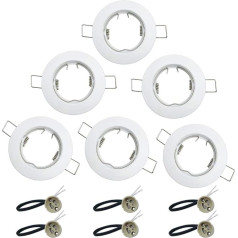 KingYH Pack of 6 Recessed Spotlights Mounting Frame Round GU10 Recessed Spotlight Frame Not Swivelling Ceiling ceiling Light Frame with GU10 Socket for Recessed Lights Gu10 MR16 LED Halogen Silver