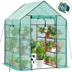 Ohuhu Greenhouse for Outdoor Use with Observation Window, Small Walk-in, 3 Tiers, 12 Shelves, Stands, Plant Greenhouse for Seedling, Flowers, Growing Plants 190 x 143 x 143 cm (H x W x D)