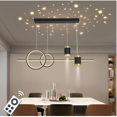 LED Dimmbar Pendelleuchte Modern 45W Neu Entwurf sternenklarer Himmel Hängelampe mit Fernbedienung Pendellampe höhenverstellbar kreativ Hängeleuchte lampe für Esstisch Esszimmer Wohnzimmer (Schwarz)