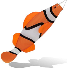 Madrona Brands Orange Clown Fish Windsock Izturīgs piekaramais dekors āra pagalmam, dārzam, laivai, mājai un daudz kam citam 40 collas