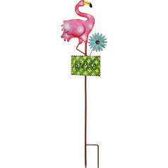 wovorins Metall-Flamingo-Gartenpfähle, Willkommensschild, dekorativ, rosa Flamingos, Ornament, für drinnen und draußen, Partypfahl, Rasenkunst, Terrasse, Hinterhof, Blumenbeet, Dekor (Grün, L)