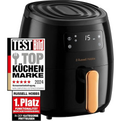 Russell Hobbs SatisFry 26510-56 Karstā gaisa fritēze XL 5 L [7 gatavošanas funkcijas | Komplektā ir rokturis pārnēsāšanai] (Var mazgāt trauku mazgājamā mašīnā, taimeris un temperatūras kontrole 80°-200°C, fritē bez eļļas, grilē, cep,