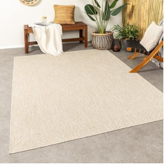 FRAAI | Home & Living Brava Beige dārza paklājs, 120 x 170 cm, izturīgs pret laikapstākļiem, āra paklājs, polipropilēns, plakanā pinuma, balkons, dārzs, terase