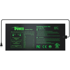 iPower 10 x 20,7 collu sējas siltuma paklājs Upgraded oglekļa folija iekštelpu siltā hidroponika augu dīgtspējas sākšanas spilventiņš izturīgs ūdensizturīgs melns