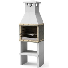 Movelar - Vorgefertigter Grill für Holz und Kohle, Modell Zon Deluxe (Grau, Schamottstein - 62 x 46 x 190 cm), Ref: M00190 - Izmantošana ārpus telpām