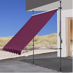 QUICK STAR Clamp markīze 250 x 130 cm Bordeaux Balkona nojume Saules aizsardzība Nojume terases nojume Regulējams augstums no 200-290 cm Nojume balkonam Nav nepieciešama urbšana