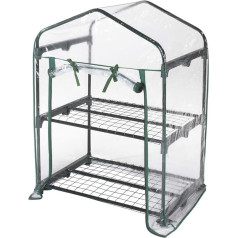 VERDELOOK | Rechteckiges Gewächshaus mit 2 Etagen ohne Rollen mit transparenter PVC-Plane, 69 x 49 x 92 cm, Gewächshaus für Garten und Balkon, Pflanzenschutz, Winter, Garten