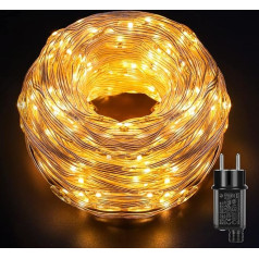 GlobaLink 25 m LED virves gaisma, 500 LED Ziemassvētku gaisma, āra apgaismojums, IP65 ūdensizturīga, cauruļu pasaku gaisma, PVC stieple, 8 režīmi iekštelpām, ārtelpām, dārzam, kāzām, svinībām, Ziemassvētku dekorēšanai - silta