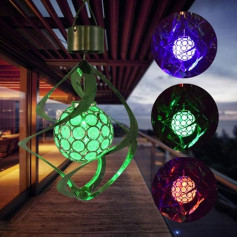 OSALADI Pack of 2 Solar Wind Chimes LED Colour Changing Hanging Light Dekoratīvs saules enerģijas LED vēja vērpējs āra dārza pagalma zāliena balkonam (sudraba krāsā)