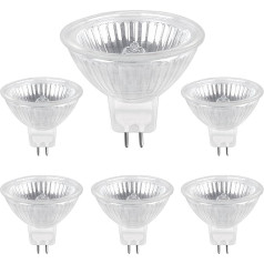 Halogen Reflector 35 W GU5.3, MR16 Halogen Spotlight 12 V Dimmable, 400 lm Warm White 2700 K, MR16 GU5.3 Halogen for Rail Lighting, Recessed Lighting, Landscape Lighting, Pack of 6