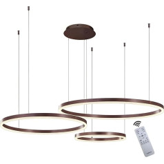 WayLuoung Metāla LED lustra, 3 apļi 40 + 60 + 80 cm, 90 W gredzeni Griestu piekaramais lukturis, tālvadības pults 3000-6000 K, akrila tonējums, piekaramais apgaismojums, dzīvojamā istaba, guļamistaba, foajē, ēdamistaba,