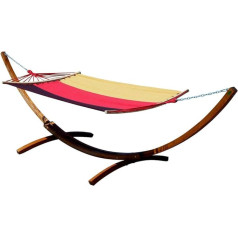 ASS 400 cm XXL Hammock Frame Made of Wood Larch Dark Brown with Rod Hammock DE 120 x 200 cm