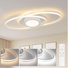 Glitzerlife LED Ceiling Light Flat Living Room - Living Room Lamp 48 W Dimmable Ceiling Lamp Metal Bedroom Lamp White with Remote Control 3000 K - 6500 K Modern for Bedroom Children's Room Office